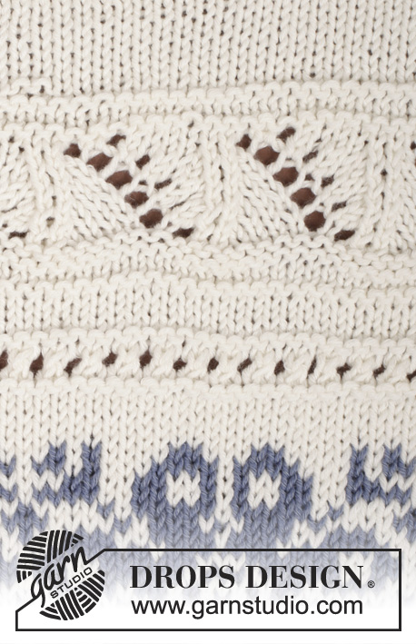 Delphos / DROPS 161-24 - Knitted DROPS jumper with pattern borders in ”Cotton Merino”. Size XS/S - XXXL.