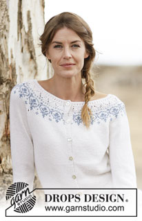 Nordic Summer Cardigan / DROPS 161-32 - Cardigan DROPS lavorato ai ferri con raglan e sprone rotondo in ”BabyMerino”. Taglie: S - XXXL.