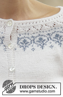 Nordic Summer Cardigan / DROPS 161-32 - Cardigan DROPS lavorato ai ferri con raglan e sprone rotondo in ”BabyMerino”. Taglie: S - XXXL.