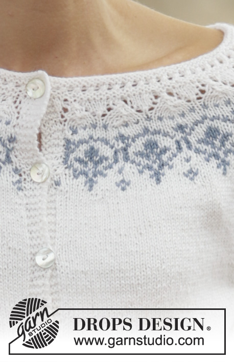 Nordic Summer Cardigan / DROPS 161-32 - Cardigan DROPS lavorato ai ferri con raglan e sprone rotondo in ”BabyMerino”. Taglie: S - XXXL.