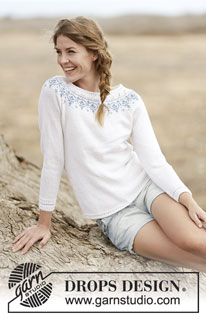 Nordic Summer / DROPS 161-33 - DROPS raglanpusero ”BabyMerino” -langasta. Koot S-XXXL.