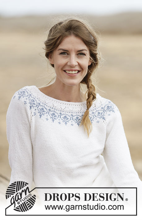 Nordic Summer / DROPS 161-33 - DROPS raglanpusero ”BabyMerino” -langasta. Koot S-XXXL.