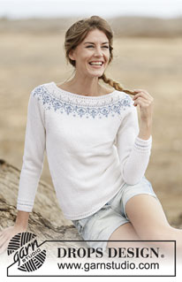 Nordic Summer / DROPS 161-33 - DROPS raglanpusero ”BabyMerino” -langasta. Koot S-XXXL.