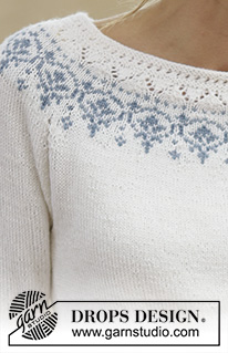 Nordic Summer / DROPS 161-33 - DROPS raglanpusero ”BabyMerino” -langasta. Koot S-XXXL.
