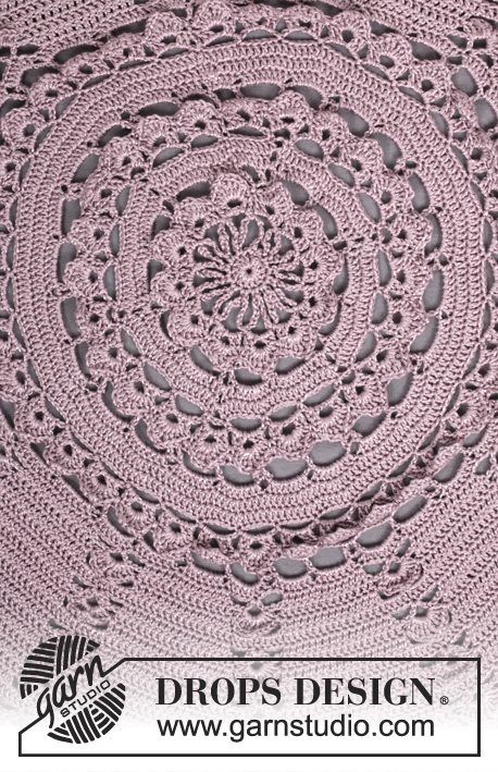 Ros / DROPS 162-11 - DROPS kruhový svetr s květinovým vzorem háčkovaný z příze Cotton Viscose. Velikost: S-XXXL.