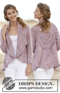 Ros / DROPS 162-11 - DROPS kruhový svetr s květinovým vzorem háčkovaný z příze Cotton Viscose. Velikost: S-XXXL.