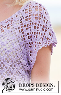 Shy Violet Cardigan / DROPS 162-14 - Heklet DROPS jakke i ”Safran” med viftemønster, heklet ovenfra og ned. Str S-XXXL