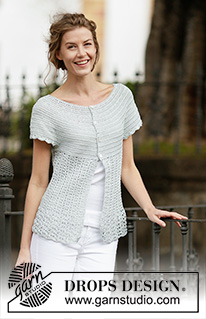 Lady Ascot Cardigan / DROPS 162-25 - Virkad DROPS kofta i ”Cotton Viscose” med solfjädersmönster och runt ok, virkad uppifrån och ned. Stl S - XXXL.