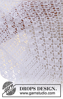 Seaside Romance / DROPS 162-29 - Virkattu viuhkakuvioinen DROPS huivi ”Cotton Viscose” -langasta.