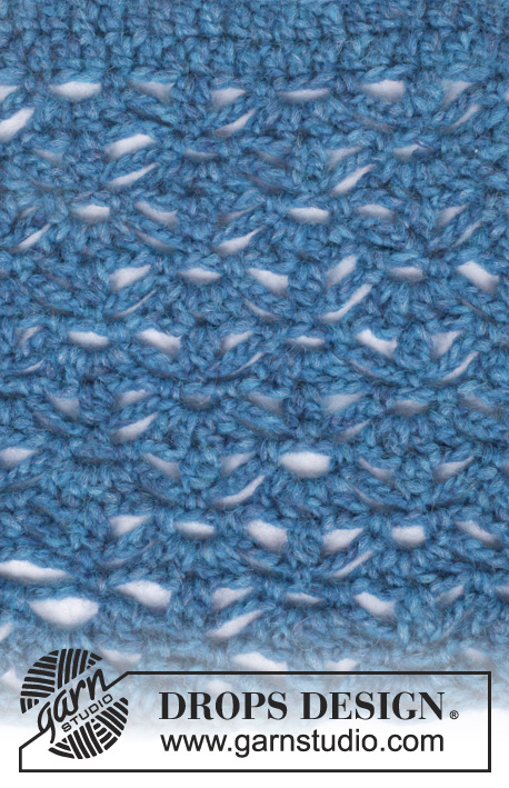 Lakeside Set / DROPS 164-32 - Set consists of: Crochet DROPS hat and neck warmer with double crochet and lace pattern in ”Air”.