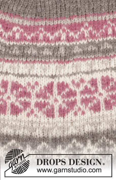 Sweet Winter Poncho / DROPS 164-6 - De set bevat: gebreide DROPS poncho van 2 draden ”Brushed Alpaca Silk” of 1 draad “Melody” me Noors patroon, boordsteek en ronde hals. De poncho wordt van boven naar beneden gebreid. Maat: S - XXXL.