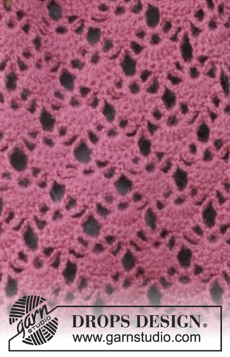 Afternoon Tune / DROPS 164-8 - Heklet DROPS stola i ”BabyMerino” med viftemønster.