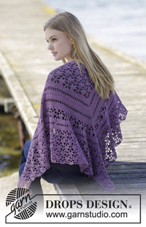 Evening In Paris / DROPS 165-11 - Crochet DROPS shawl with dc and lace pattern in ”BabyAlpaca Silk”.