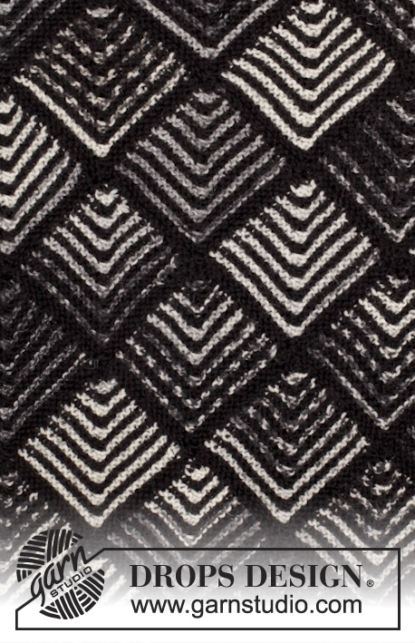 Checkmate Cardigan / DROPS 165-13 - DROPS Fabel ja Alpaca lõngadest kootud raglaanvarrukatega ja doomino ruutudega jakk suurustele S kuni XXXL