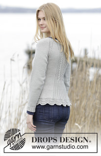 Northern Wind / DROPS 165-16 - Knitted DROPS jacket with raglan, cables, lace pattern and wave pattern in ”Cotton Merino”. Size: S - XXXL.