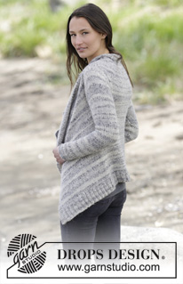 Clementine / DROPS 165-22 - Knitted DROPS jacket with lace pattern in Brushed Alpaca Silk and Fabel. Worked top down. Size: S - XXXL.