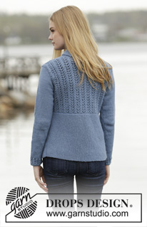 Dinner Date / DROPS 165-24 - Knitted DROPS jacket with short rows, lace pattern and shawl collar in ”Lima”. Size: S - XXXL.