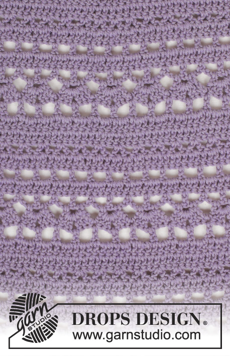 Toulouse / DROPS 165-36 - Crochet DROPS dress with lace pattern and round yoke, worked top down in ”Cotton Merino”. Size: S - XXXL.