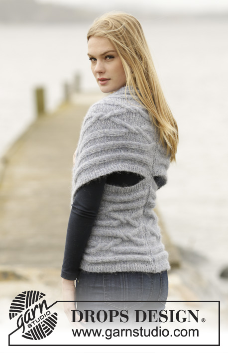 Infinity / DROPS 165-47 - Knitted DROPS shoulder piece with cables and short rows in ”Air”. Size: XS - XXXL.