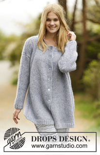 Sigrid Jacket / DROPS 166-11 - Strikket DROPS jakke i ”Air” med falsk raglan, splitt og struktur. Str S - XXXL.