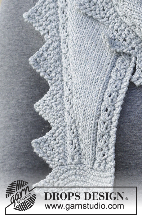 Just Glisten / DROPS 166-20 - Das Set besteht aus: Gestricktes DROPS Tuch und Stirnband in ”Cotton Merino” mit kleinen Zöpfen, Krausrippen und Lochmuster.
