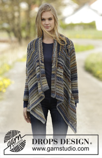 Autumn Delight / DROPS 166-22 - Virkad DROPS fyrkantskofta i ”Delight”. Stl S - XXXL