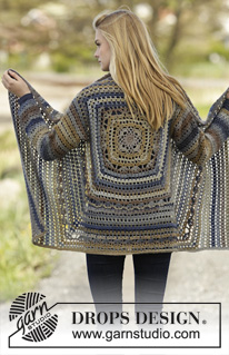 Autumn Delight / DROPS 166-22 - Virkad DROPS fyrkantskofta i ”Delight”. Stl S - XXXL