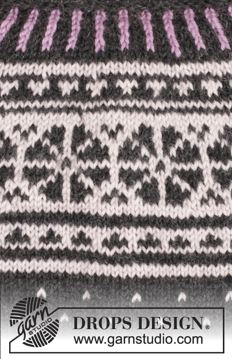 Starry Night Jumper / DROPS 166-23 - Knitted DROPS jumper with round yoke and Nordic pattern, worked top down in ”Karisma”. Size: S - XXXL.