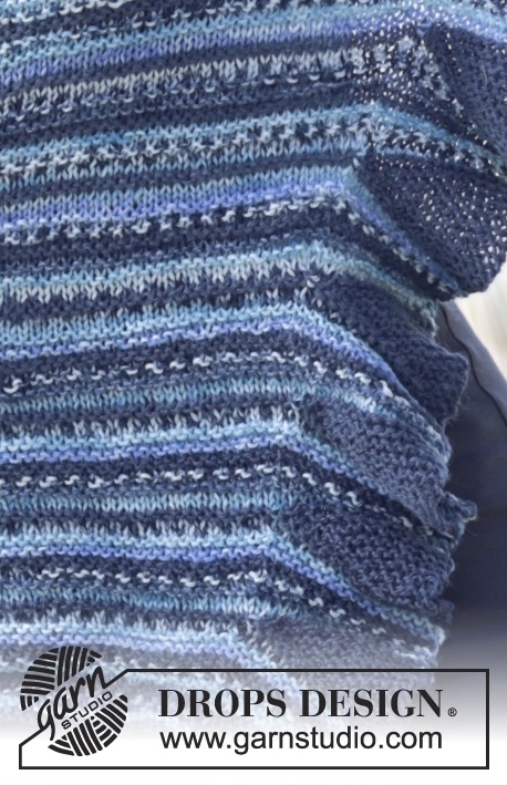Eurydice / DROPS 166-26 - Knitted DROPS shawl in garter st, worked diagonally with flounce in one side in ”Fabel”.