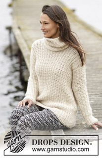 Winter Greeting / DROPS 166-4 - Knitted DROPS jumper and detachable collar with textured pattern in 1 thread Cloud or 2 threads Air. Size: S - XXXL.