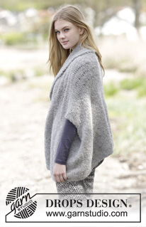 Afternoon Hug / DROPS 166-40 - Gebreid DROPS vest in ribbelst met gevallen st en sjaalkraag van ”Alpaca Bouclé”. Maat: S-XXXL