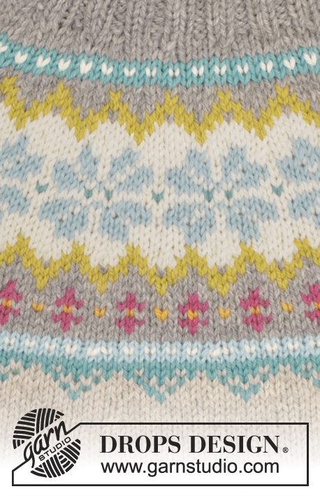 October Dream / DROPS 166-5 - Knitted DROPS jumper with Norwegian pattern, round yoke and high collar in Nepal. Size S-XXXL.