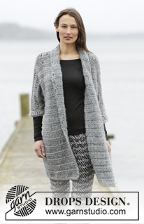 Loch Ness / DROPS 166-6 - Crochet DROPS jacket with trebles and single crochet in 1 thread Cloud or 2 threads Air. Size: S - XXXL.