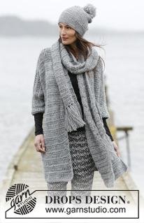 Loch Ness / DROPS 166-6 - Crochet DROPS jacket with trebles and single crochet in 1 thread Cloud or 2 threads Air. Size: S - XXXL.
