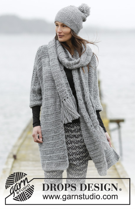 Loch Ness / DROPS 166-6 - Crochet DROPS jacket with trebles and single crochet in 1 thread Cloud or 2 threads Air. Size: S - XXXL.