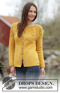Early Autumn Cardigan / DROPS 166-8 - Knitted DROPS jacket with A-shape, round yoke, cables and lace pattern in ”Nepal”. Size: S - XXXL.