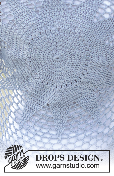 Endless Love / DROPS 168-12 - Hæklet DROPS cirkeljakke i ”Cotton Merino” med stangm og hulmønster. Str S - XXXL.