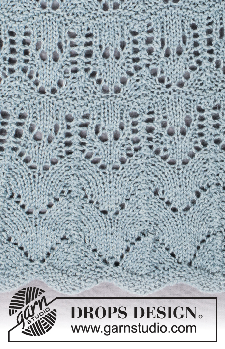 Moonlight Passage / DROPS 168-21 - Gestrickte DROPS Stola in ”Alpaca” mit Lochmuster und Gürtel.
