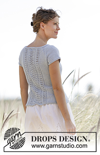 Charlotte Cardigan / DROPS 168-9 - Gilet ajouré DROPS avec raglan	et manches courtes, en ”Paris”. Du S au XXXL.