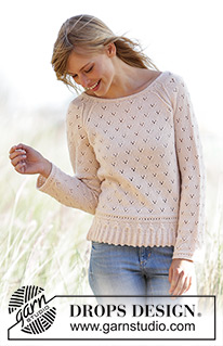 Vintage Charmer / DROPS 169-10 - Knitted DROPS jumper with a small cable edge, lace pattern and raglan in ”BabyMerino” or DROPS ♥ You #7. Size: XS - XXXL.