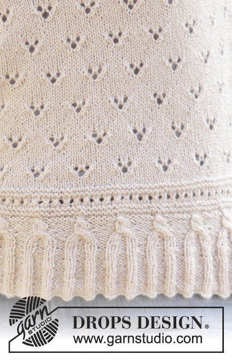 Vintage Charmer / DROPS 169-10 - Knitted DROPS jumper with a small cable edge, lace pattern and raglan in ”BabyMerino” or DROPS ♥ You #7. Size: XS - XXXL.