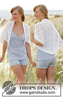 Always Cute / DROPS 169-14 - Knitted DROPS shoulder piece with lace pattern in ”Paris”. Size: S - XXXL.