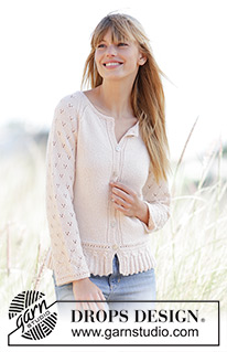 Jolly May / DROPS 169-27 - Knitted DROPS jacket with a small cable edge, lace pattern and raglan in ”BabyMerino”. Size: XS - XXXL.