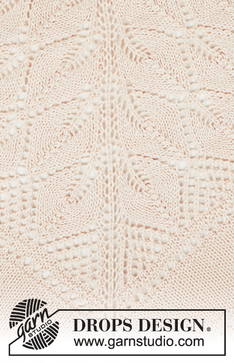 Sweet Leaves / DROPS 169-29 - Gebreide DROPS omslagdoek met kantpatroon van ”BabyAlpaca Silk”.