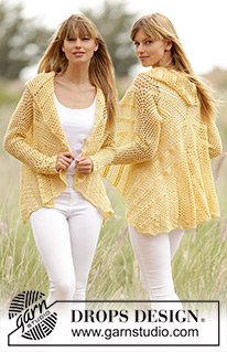 Oasis / DROPS 169-35 - Crochet DROPS jacket worked in a circle with lace and fan pattern in BabyMerino. Size: S - XXXL.