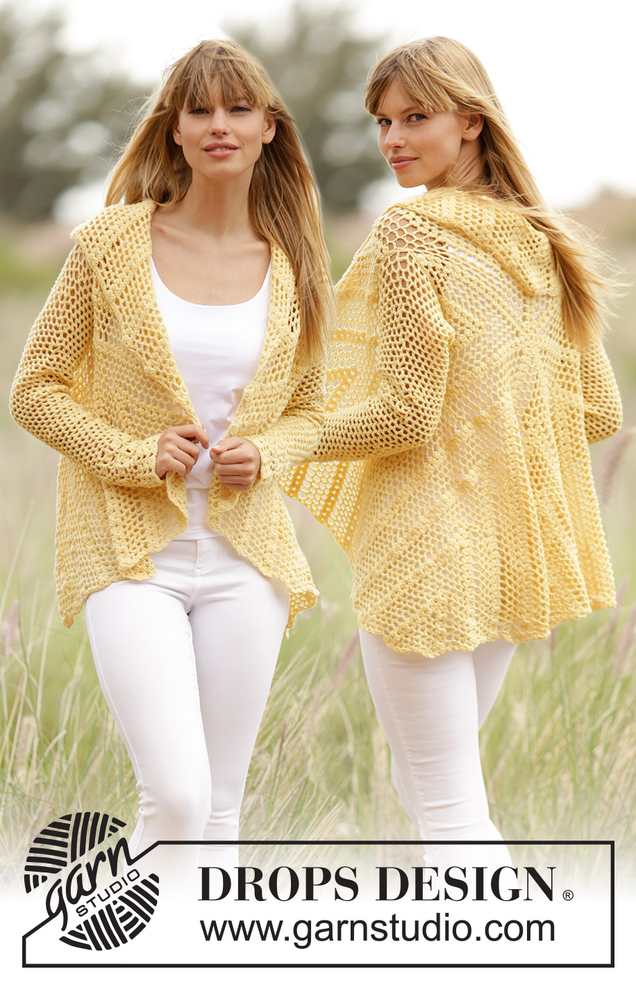 Oasis / DROPS 169-35 - Crochet DROPS jacket worked in a circle with lace and fan pattern in BabyMerino. Size: S - XXXL.