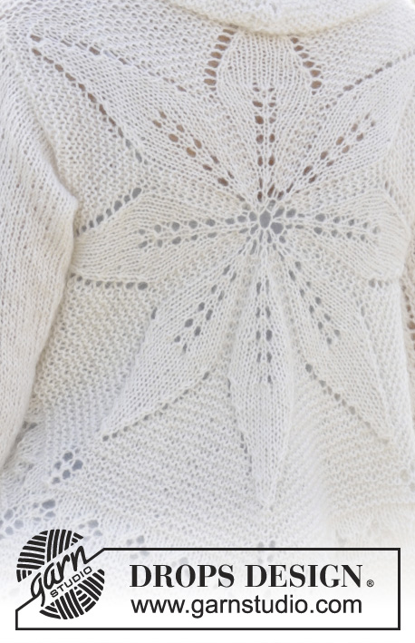 White Flower / DROPS 169-6 - Gebreid DROPS vest in een cirkel gebreid met blaadjespatroon van BabyAlpaca Silk en Kid-Silk. Maat: S - XXXL.