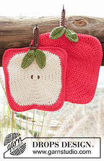 Sweet Apples / DROPS 170-21 - Maniques pomme DROPS au crochet, en Paris.