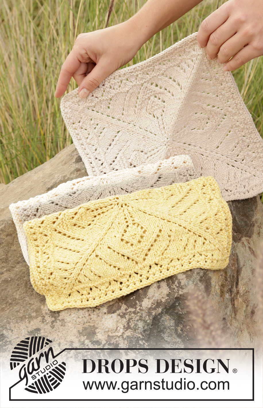 Thistle in Bloom / DROPS 170-34 - Knitted DROPS cloths with lace pattern in Belle.