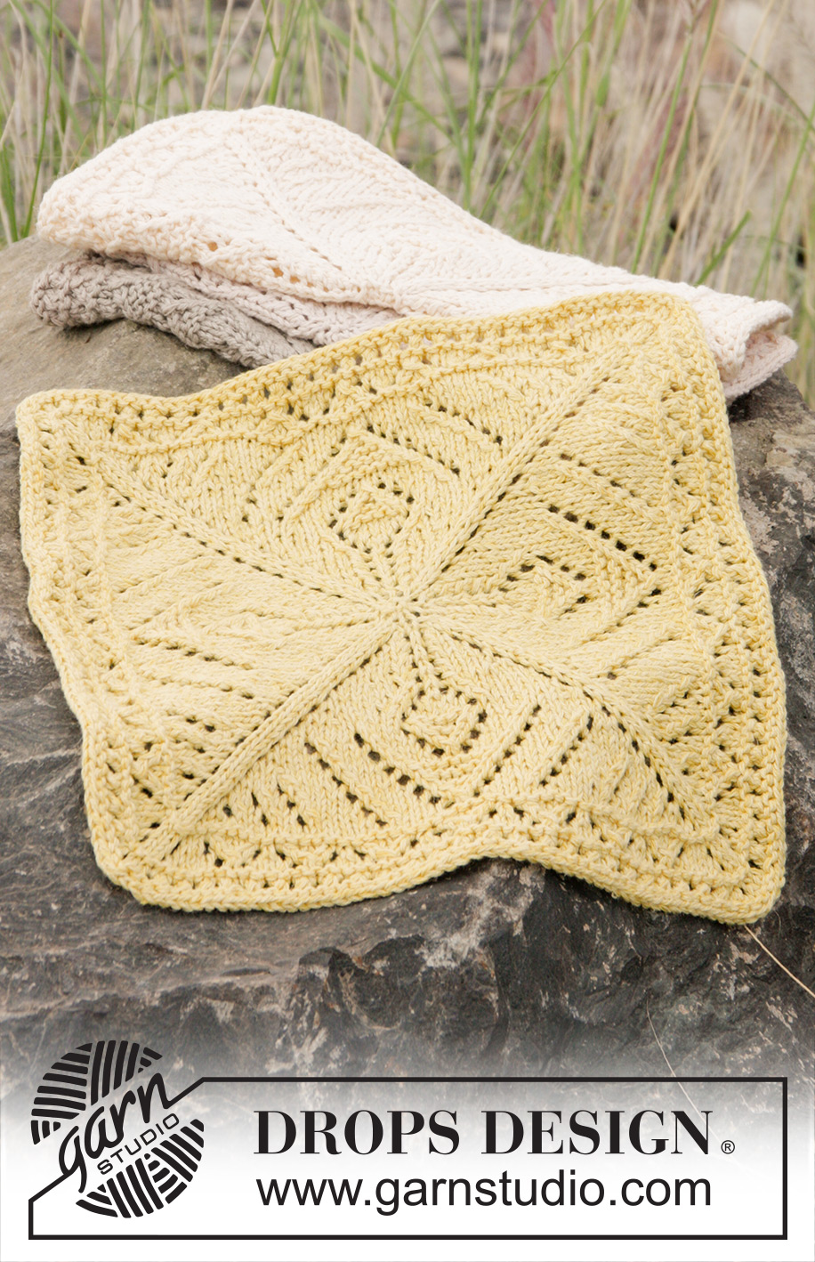 Thistle in Bloom / DROPS 170-34 - Knitted DROPS cloths with lace pattern in Belle.